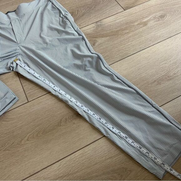 Athleta Brooklyn Textured Ankle Pant City Stripe Black/Sea Grey Size 14P - Picture 9 of 16